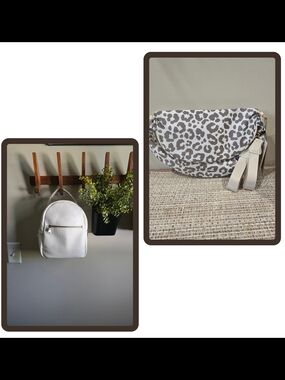Ampere Creations White Pebbled Leather Mini Backpack & Leopard Crossbody Set